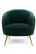 Curved Dark Green Polyester Velvet Lounge Chair with Stainless Steel Legs