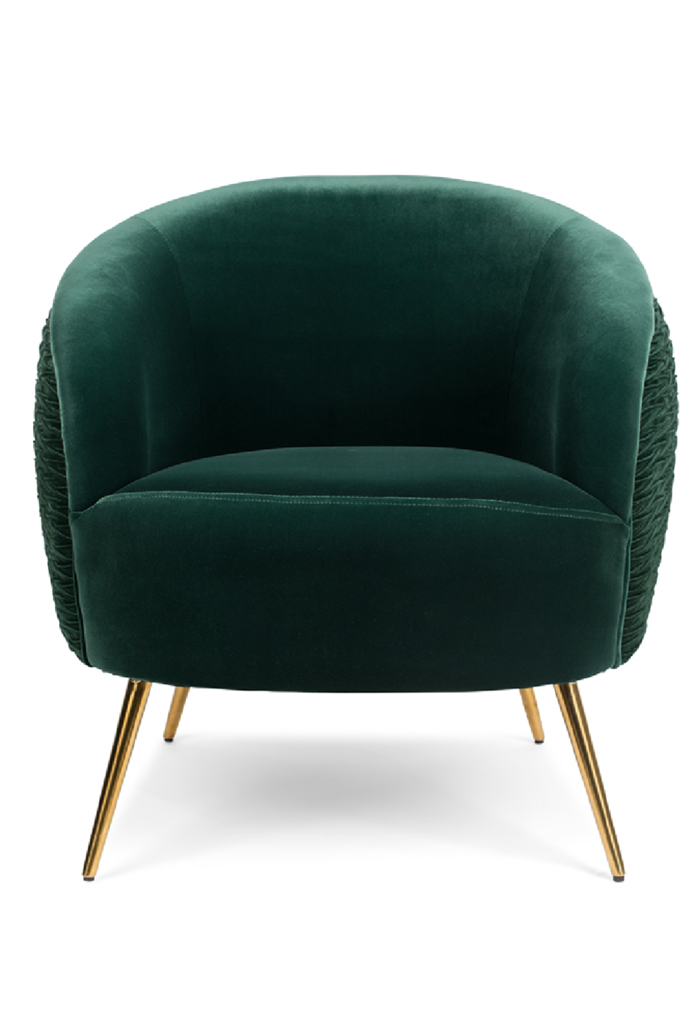 Curved Dark Green Polyester Velvet Lounge Chair with Stainless Steel Legs