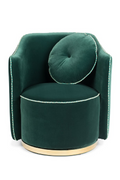 Dark Green Polyester Velvet Glamorous Swivel Accent Chair