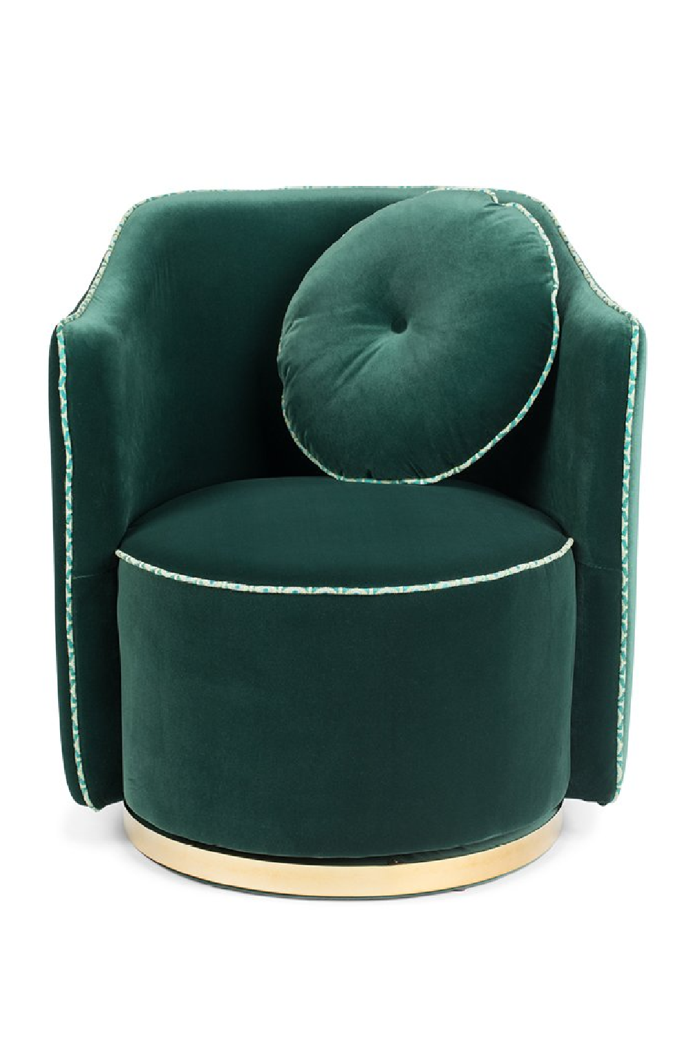 Dark Green Polyester Velvet Glamorous Swivel Accent Chair