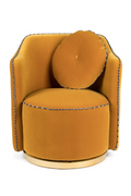 Sumptuous Velvet Swivel Lounge Chair with Steel Base