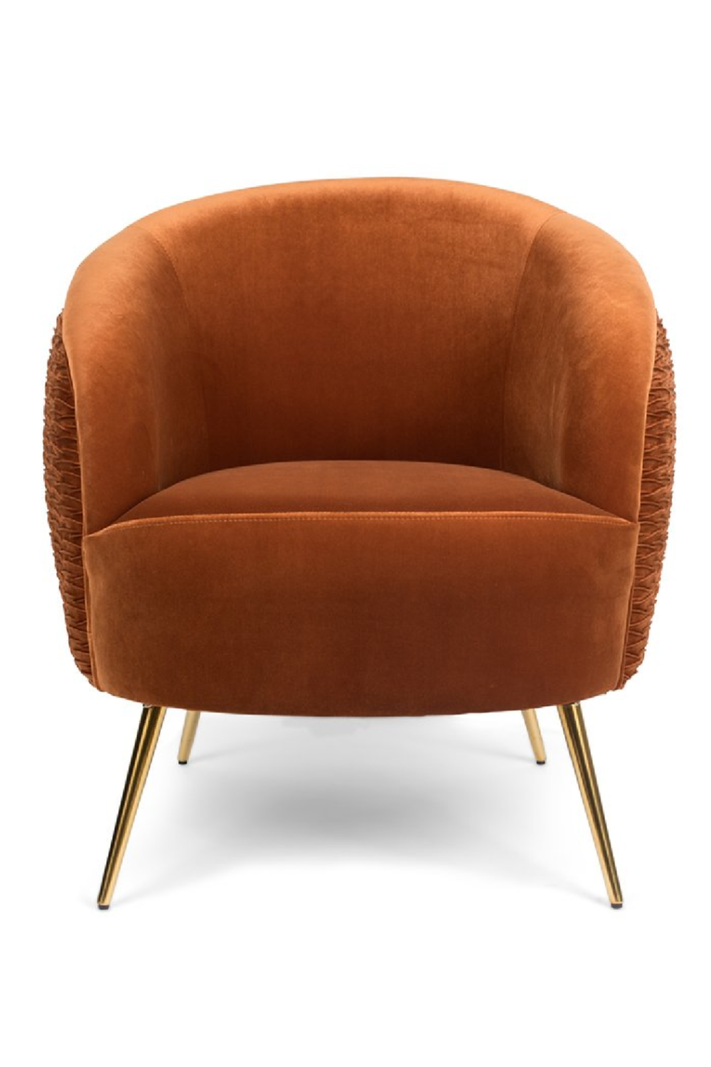 Sculptural Wrinkled Velvet Lounge Chair with Stainless Steel Legs