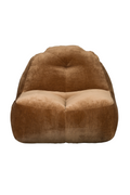 Brown Polyester Velvet Lounge Bean Bag with Side Pocket and Handle