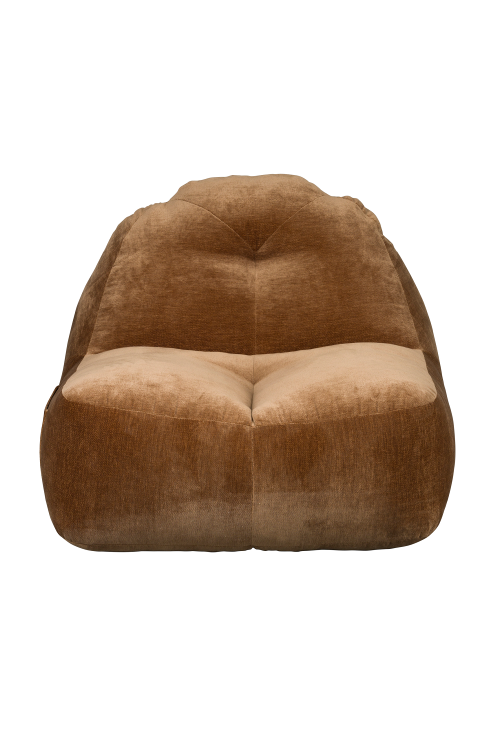 Brown Polyester Velvet Lounge Bean Bag with Side Pocket and Handle