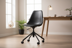 Chaise de bureau vintage en similicuir à hauteur réglable avec roulettes