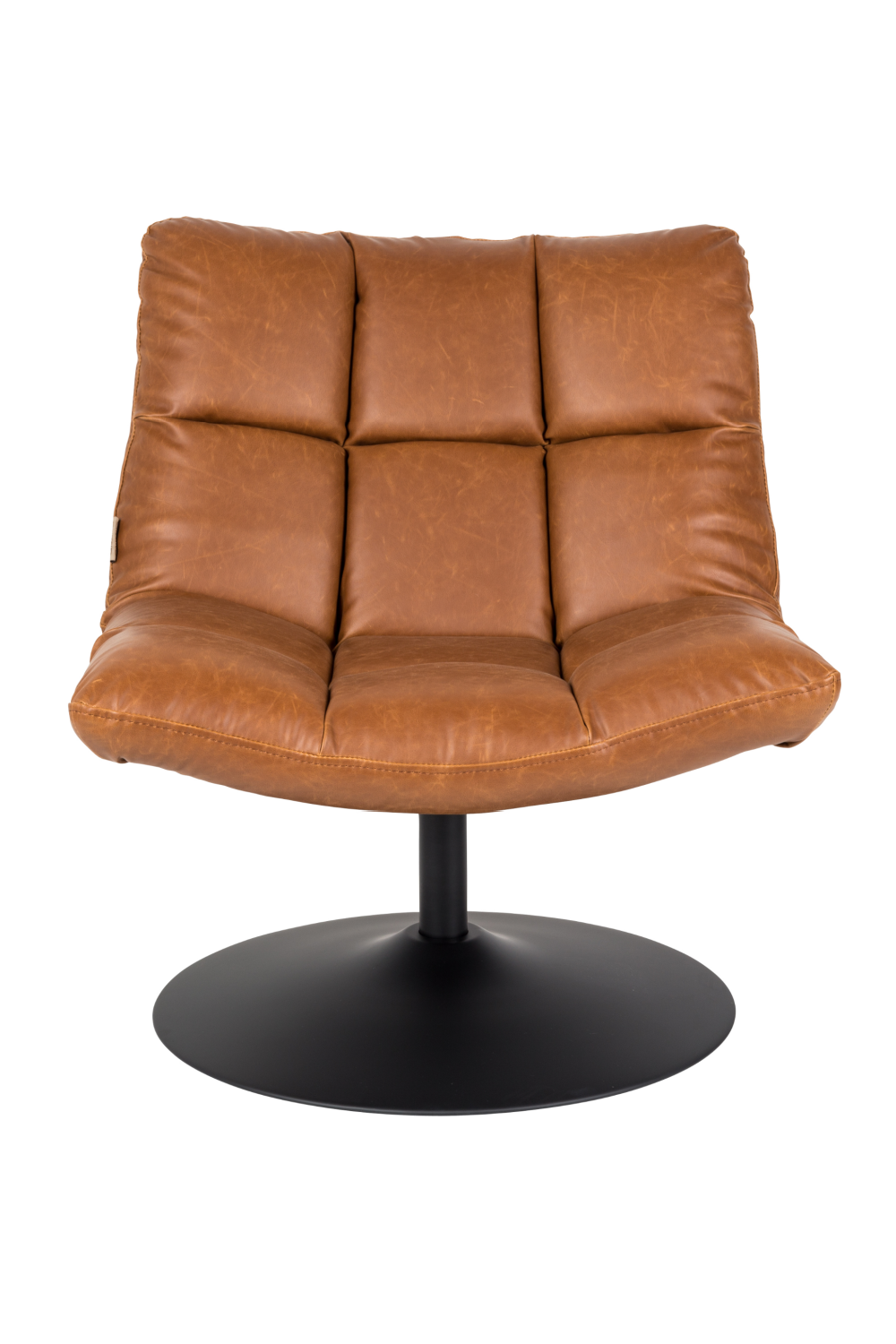 Brown Vintage PU Leather Swivel Pedestal Accent Lounge Chair