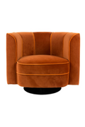 Art Nouveau Curved Back Velvet Swivel Lounge Chair