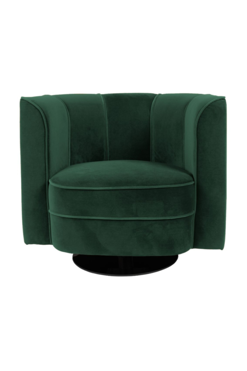 Green Art Nouveau Curved Back Velvet Swivel Accent Chair