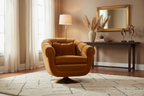 Fauteuil pivotant en coton de style club classique avec base en acier électroplaqué
