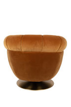 Fauteuil pivotant en coton de style club classique avec base en acier électroplaqué