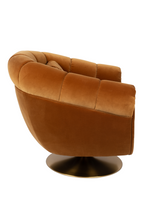 Fauteuil pivotant en coton de style club classique avec base en acier électroplaqué