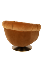 Fauteuil pivotant en coton de style club classique avec base en acier électroplaqué