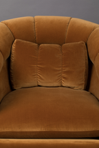 Fauteuil pivotant en coton de style club classique avec base en acier électroplaqué