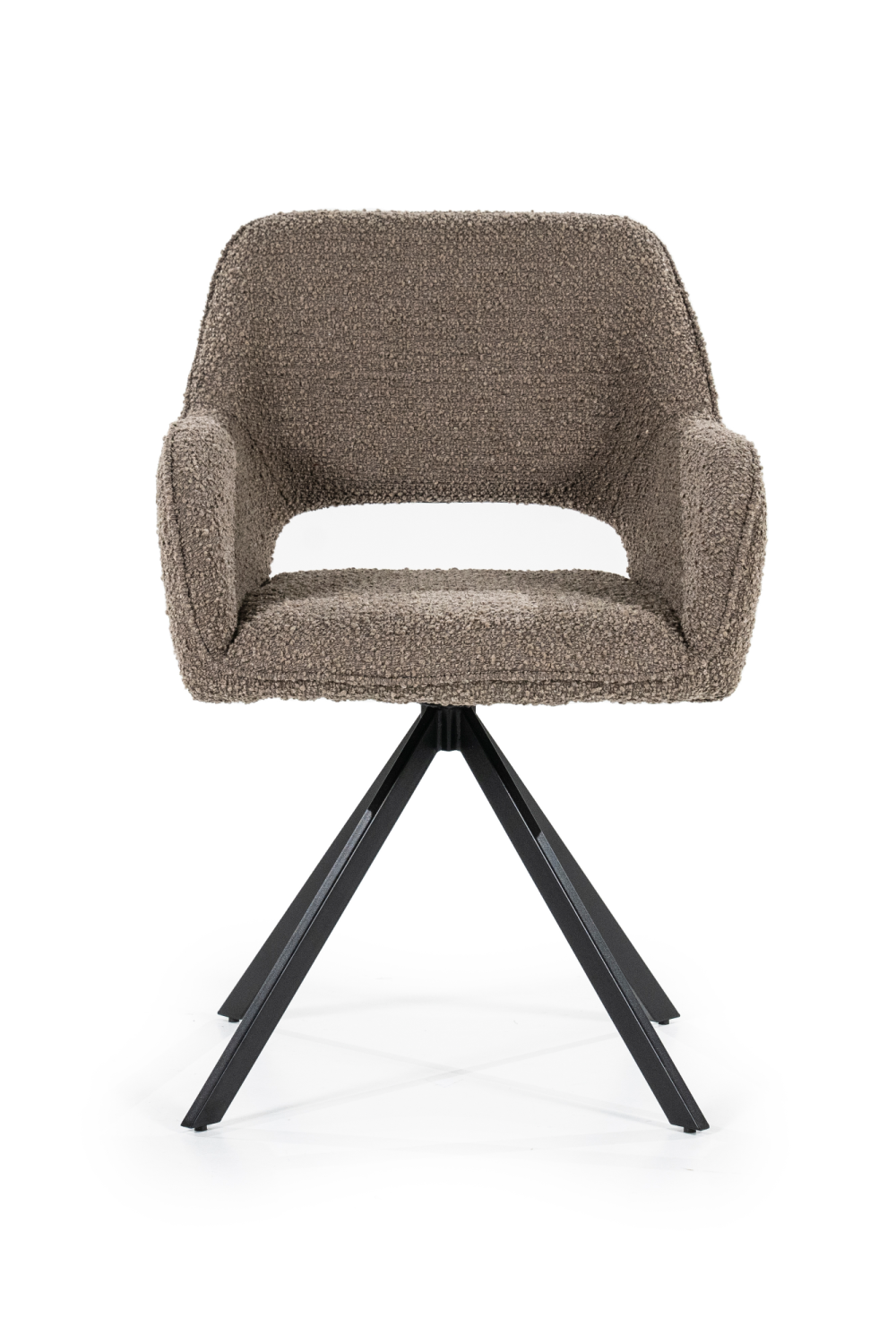 Cut-Out Back Fabric Dining Armchair with Black Metal Quadrupod Legs