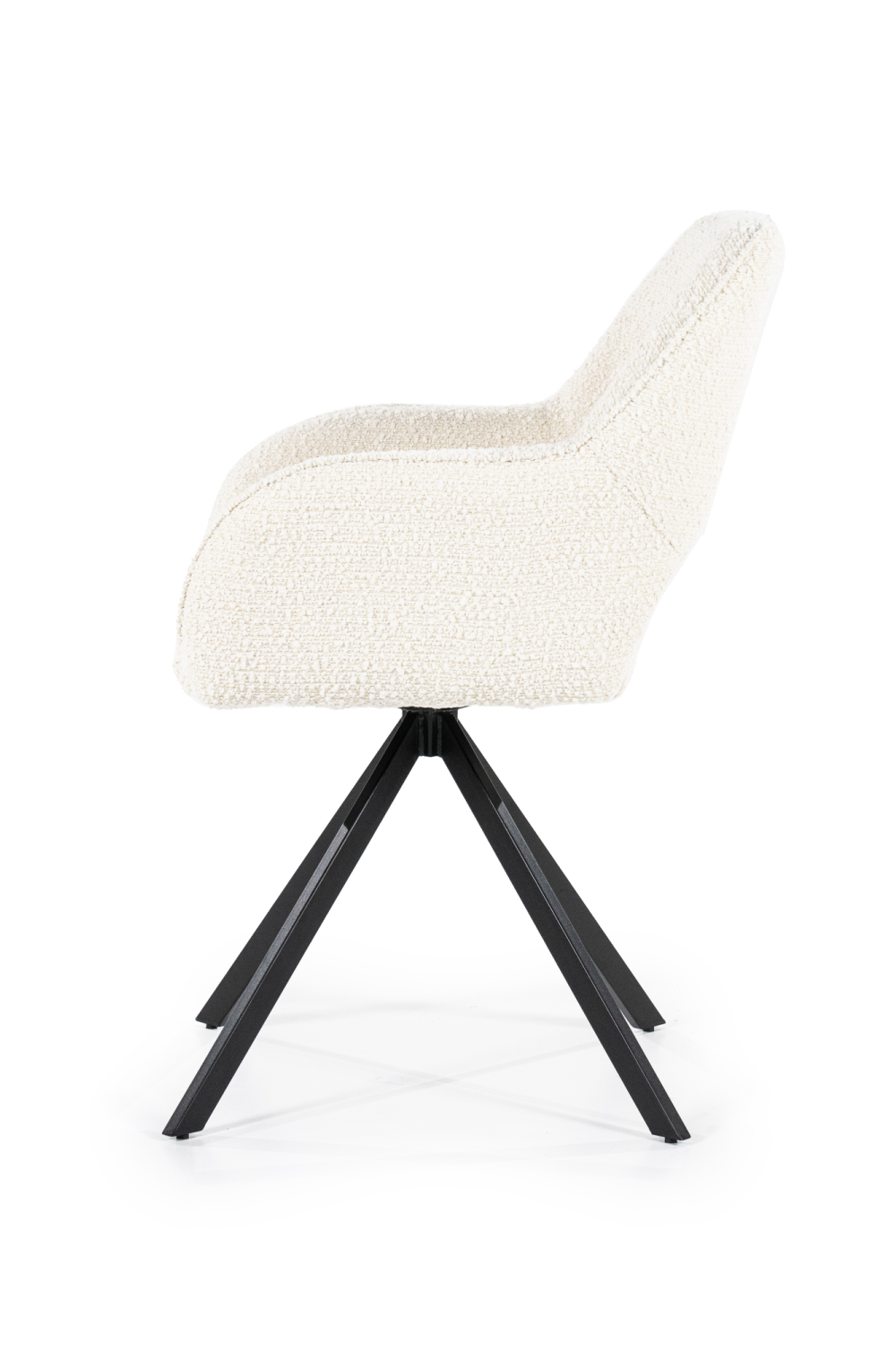 Cut-Out Back Fabric Dining Armchair with Black Metal Quadrupod Legs