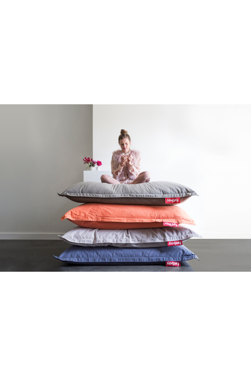 Stonewashed 100% Cotton Lounge Bean Bag with EPS Fill