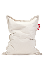 Pouf d'intérieur allongé en polyester recyclé côtelé