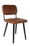 Channeled PU Leather Dining Chair with Steel Frame