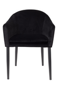 Black Velvet Dining Armchair with Steel Legs