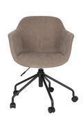 Polyester Upholstered Swivel Office Armchair with Black Metal Base