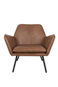 Vintage Brown PU Leather Lounge Armchair with Iron Frame