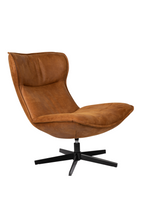 Fauteuil de salon ergonomique en tissu avec appuie-tête et piètement pivotant
