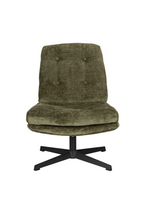 Fauteuil de salon pivotant en polyester capitonné avec base en métal