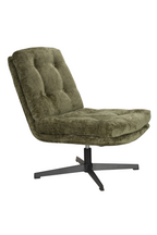 Fauteuil de salon pivotant en polyester capitonné avec base en métal