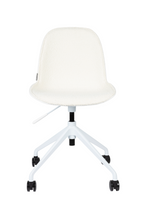 Fauteuil de bureau pivotant en polyester moulé avec roulettes et base en aluminium