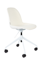 Fauteuil de bureau pivotant en polyester moulé avec roulettes et base en aluminium