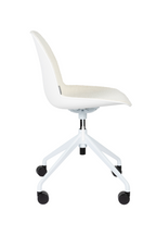 Fauteuil de bureau pivotant en polyester moulé avec roulettes et base en aluminium