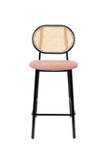 Round Rattan Backrest Counter Stool with Steel Base