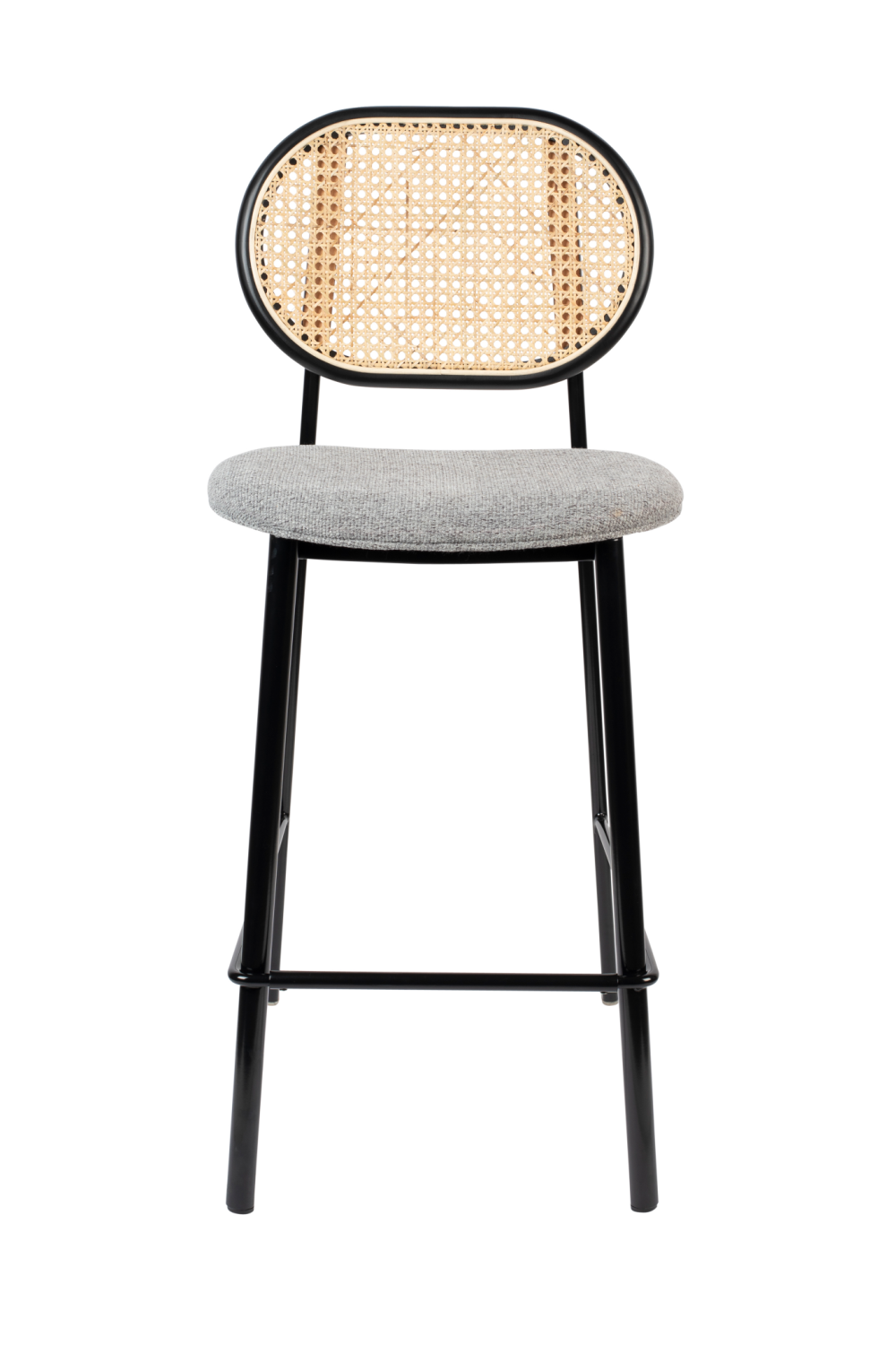 Round Rattan Backrest Counter Stool with Steel Base