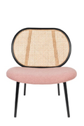 Round Rattan Webbed Back Lounge Chair with Steel Legs