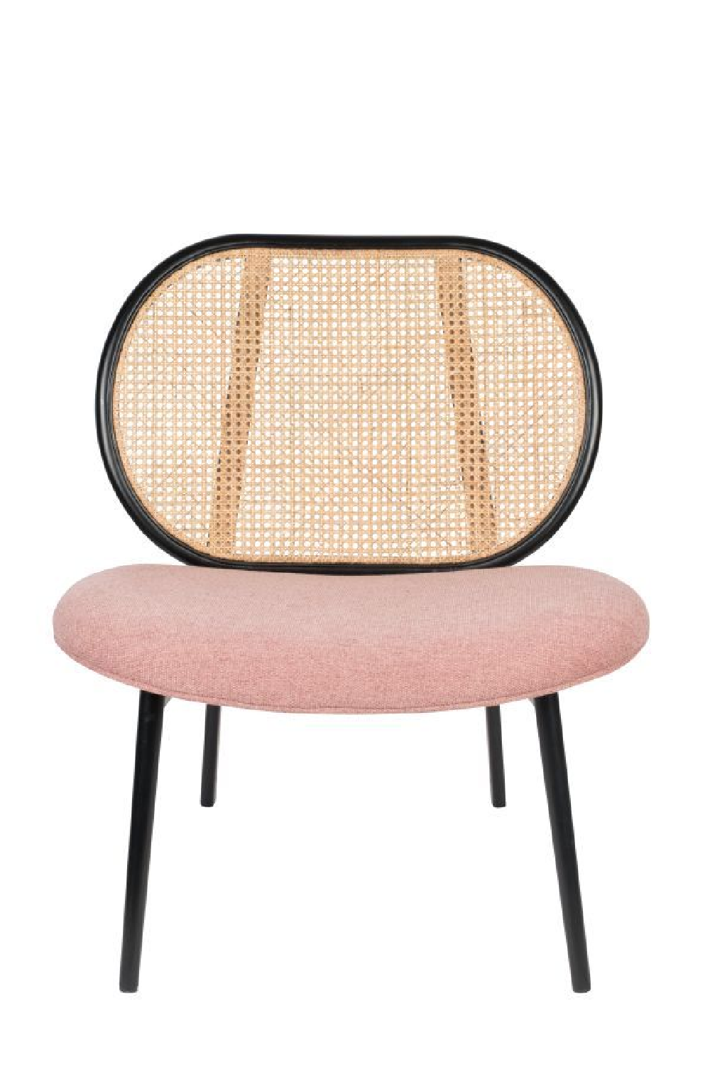 Round Rattan Webbed Back Lounge Chair with Steel Legs
